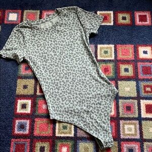 American Eagle Green Leopard Print Bodysuit